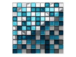 Glass mosaic on mesh for bathroom or kitchen 300mm x 300mm - Deep Lake