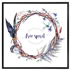 Watercolour boho wreath (Picutre Frame) / 16x16" / White