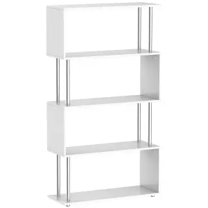 HOMCOM Wooden Storage Display Unit Bookshelf Bookcase Dividers S Shaped White