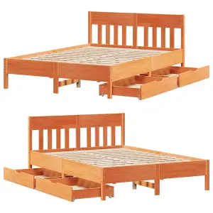 Berkfield Bed Frame without Mattress Wax Brown 140x190 cm Solid Wood Pine