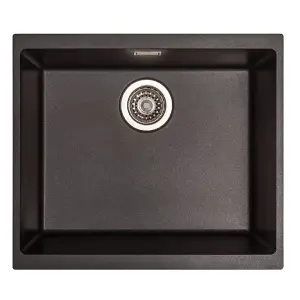 Astini Dante 500 1.0 Bowl Granite Black Undermount Kitchen Sink & Waste