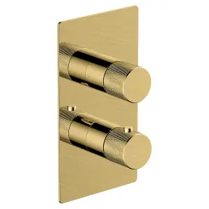 RAK Amalfi Thermostatic Dual Outlet Concealed Shower Valve - Brushed Gold