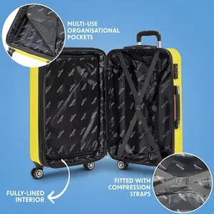 3-Piece Lightweight ABS Luggage Set in Yellow - Stylish Travel Suitcases