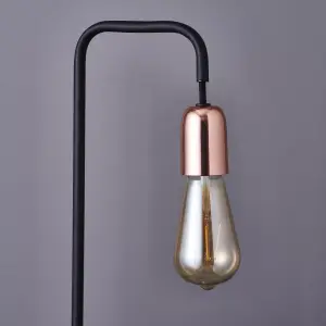 Colours Detroit Industrial Matt Black & copper Table lamp