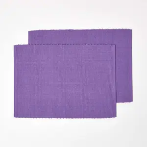 Homescapes Cotton Plain Purple Pack of 2 Placemats