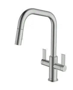 Clearwater Kira  U Spout Pull Out With Twin Spray Kitchen Brushed Nickel - KIR20BN