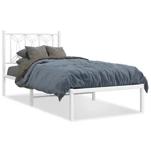 Berkfield Metal Bed Frame without Mattress with Headboard White 80x200cm