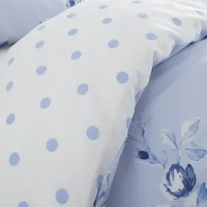 Canterbury Floral Reversible Double Duvet Cover Set with Pillowcases with Pillowcases Cornblue / Single - 1 Standard Pillowcase