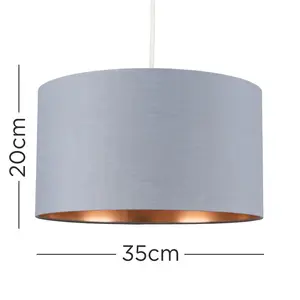 20cm H x 35cm W Cotton Drum Pendant Shade ( Uno ) Grey/Copper