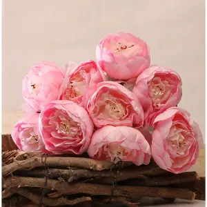 Artificial Silk Peony Bunch. Light Pink. 9 heads. 40 cm