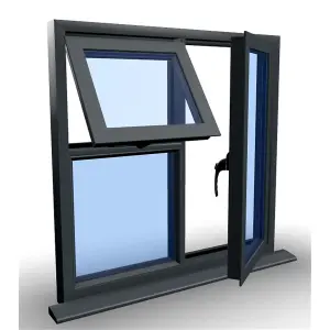 1245mm (W) x 895mm (H) Aluminium Flush Casement Window - 1 Opening Window (RIGHT) - Top Opening Window (LEFT) - Anthracite