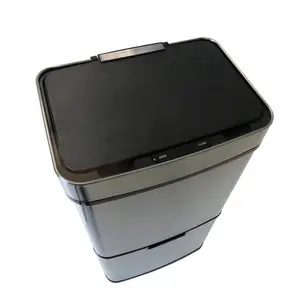 Fogg Stainless Steel Motion Sensor Multi-Compartment Rubbish & Recycling Bin - 62L