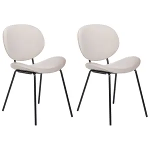 Set of 2 Dining Chairs LUANA Light Beige Velvet