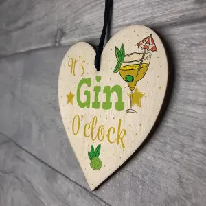 Red Ocean Handmade Gin Sign Gin Tonic Gift Wooden Heart Plaque Friend House Warming Bar Gift