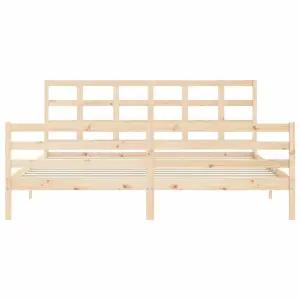 Berkfield Bed Frame with Headboard Super King Size Solid Wood