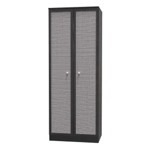 Cairo 2 Door Wardrobe in Smooth Black (Ready Assembled)