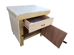 Wooden MDF top storage workbench with lockable cupboard and drawers (V.4)  (H-90cm, D-70cm, L-90cm)