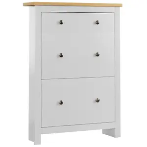 Vida Designs Arlington 2 Door 1 Drawer White Shoe Storage Cabinet