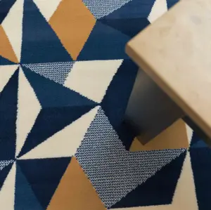 Navy Blue Diamond Geometric Living Room Rug 160x230cm