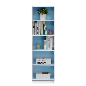 Aliesha Open Shelf Bookcase Light Blue/White / 132.1cm H x 40.1cm W x 23.9cm D