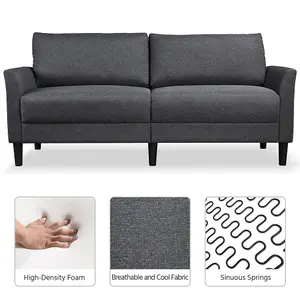 Yaheetech Dark Grey 2-Seater Linen Fabric Upholstered Sofa 191cm