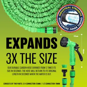 50 Ft Expandable Flexible Hosepipe Garden Hose Pipe Magic Snake + Gun Watering Outdoor