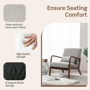 Costway Modern Accent Chair Leisure Chair Upholstered Reading Armchair w/ Lumbar Pillow