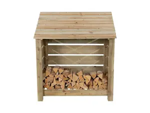 Slatted wooden log store W-119cm, H-126cm, D-88cm - natural (light green) finish