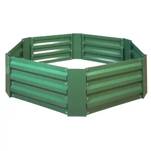 Hexagonal Metal Raised Garden Bed - Green Steel Outdoor Planter Box for Growing Veg, Fruit, Herbs & Flowers - H30 x W102 x D102cm