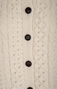 Ladies Traditional Aran Knit Cardigan - Ecru Beige