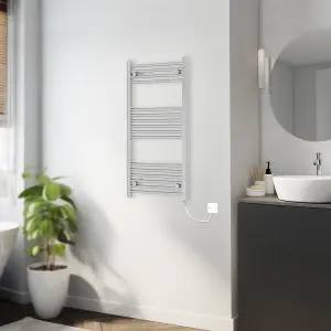 Rinse Bathrooms 600W Electric Heated Warming Towel Rail Bathroom Radiator Chrome - 1000x500mm