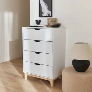 sweeek. 4-drawer scandi-style chest Floki White 60x40x90 cm