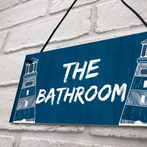 THE BATHROOM Sign Nautical Theme Toilet Loo Bathroom Sign Beach Theme