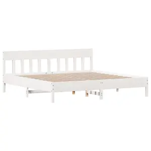 Berkfield Bed Frame without Mattress White 180x200 cm Super King Solid Wood Pine