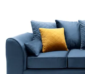 Chicago Velvet Right Facing Corner Sofa in Dark Blue