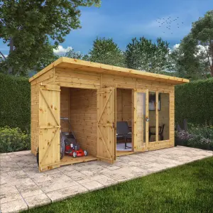 Mercia Maine 14x6 ft with Double door & 2 windows Pent Wooden Summer house