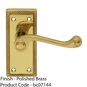 Georgian Scroll Internal Latch Door Handle - Polished Brass Lever On Backplate