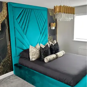 Solia Plush Velvet Teal Bed Frame