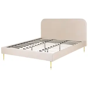 Velvet EU Super King Size Bed Light Beige FLAYAT