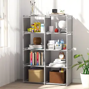 Open-Style Storage Shelf Freestanding 125cm H Bookcase in Silver Grey Assembly Required