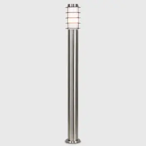 ValueLights Wharf Modern Outdoor Stainless Steel Bollard Lantern Light Post - 1 Metre