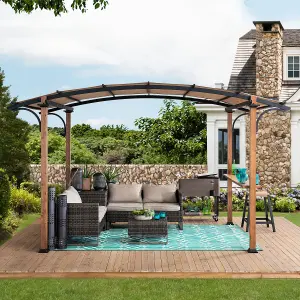 Sunjoy Pergola SKUTA - 406cm x 259cm  Steel  Natural Wood Looking Finish