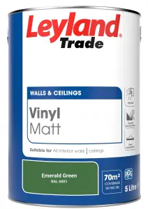 Leyland Trade Vinyl Matt Walls & Ceilings Emulsion Paint Emerald Green (RAL 6001) 5L