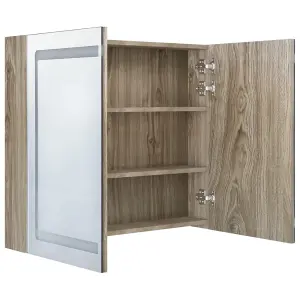 Berkfield LED Bathroom Mirror Cabinet Oak 80x12x68 cm