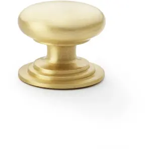 Stepped Round Door Knob - Satin Brass 38mm Classic Kitchen Cabinet Pull Handle