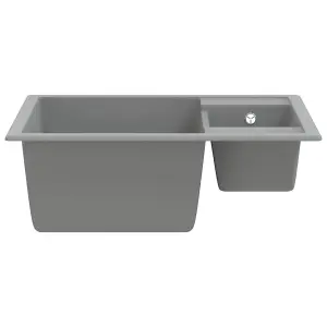 Berkfield Kitchen Sink with Overflow Hole Double Basins Grey Granite