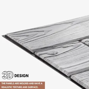 Faux Wood Wall Panels with Adhesive Included - Pack of 6 Sheets -Covering 29.76 ft²(2.76 m²) - Decorative Grey Wooden Design