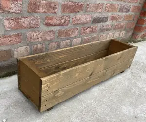 Wooden Garden Planter Trough Flower Plant Pot Box 100cm