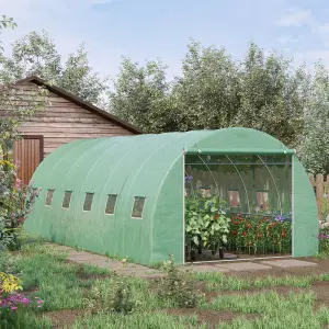 Outsunny Greenhouse Polytunnel Walk-in Flower Plant Steel 6 x 3 M Outdoor