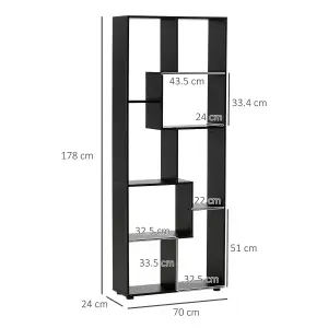 HOMCOM Multipurpose 8-Grid Bookshelf Decorative Shelf, Bathroom, Kitchen Black